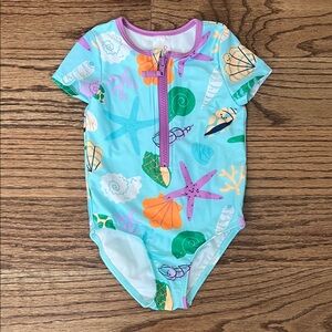 Cat & Jack Kids Swim One Piece - Blue with Multicolor Sea Life